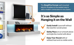 Wall Mount Electric Fireplace with Floating Mantel