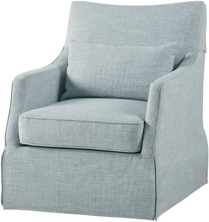 Skirted Swivel Accent Chair with Lumbar Pillow