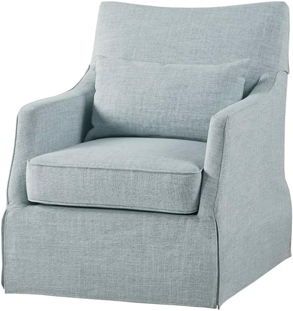 Skirted Swivel Accent Chair with Lumbar Pillow