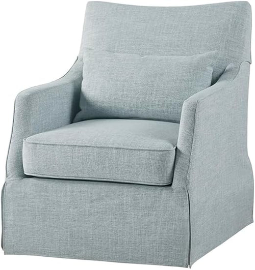 Skirted Swivel Accent Chair with Lumbar Pillow