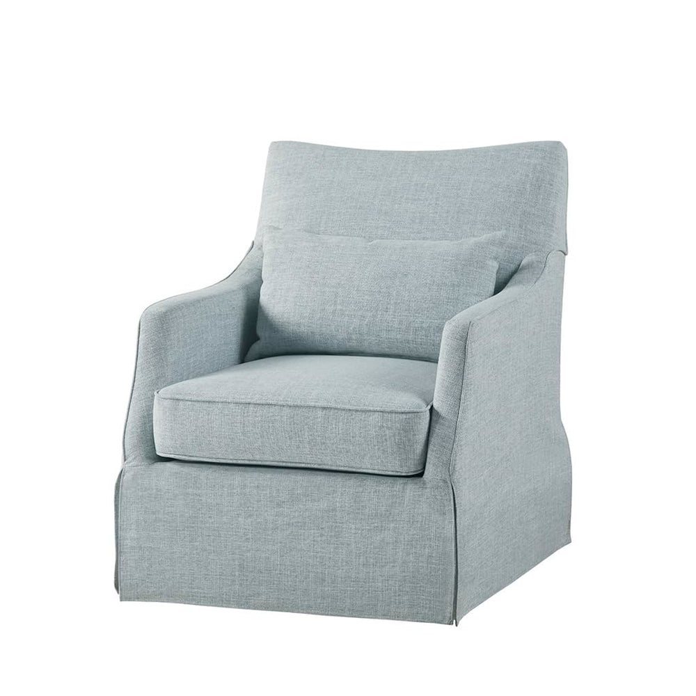 Skirted Swivel Accent Chair with Lumbar Pillow