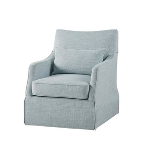 Skirted Swivel Accent Chair with Lumbar Pillow