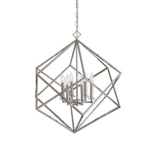 6-Light Polished Nickel Cube Pendant Chandelier
