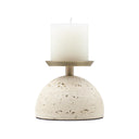 Marble Pillar Candle Holder with Brass Tray – Natural Stone Centerpiece