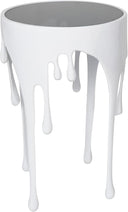 Round Aluminum Accent Table with Glass Top
