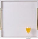 Oversized Square Ottoman Tray with Gold Handles – Faux Leather, 24x24