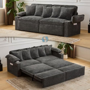 King Size Pull Out Sofa Bed – 3-in-1 Convertible Sleeper Sofa with Storage & USB Ports