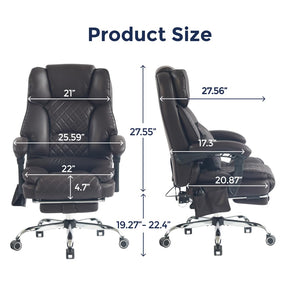 Ergonomic Massage Office Chair with Heat & Kneading | Reclining Executive Desk Chair with Footrest