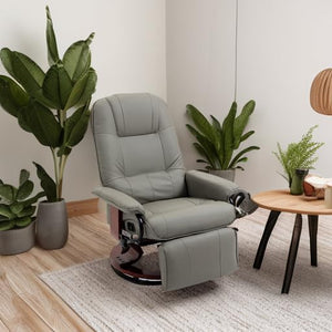 Faux Leather Swivel Recliner Chair with Footrest