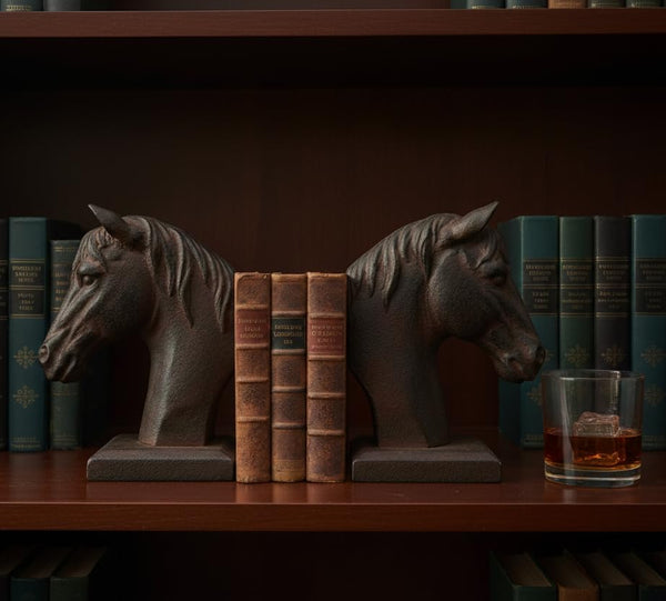 Horse Head Bookends Set – Vintage Resin Book Ends for Shelves