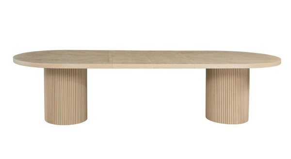 Extendable Oval Dining Table with Double Pedestal Base