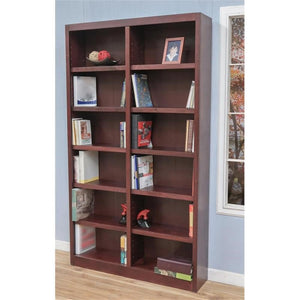 2-Piece 12-Shelf Double Wide Bookcase Set – Cherry