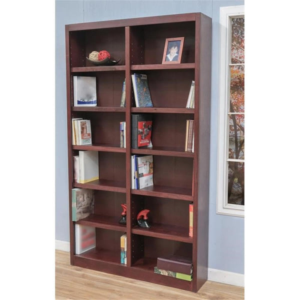 2-Piece 12-Shelf Double Wide Bookcase Set – Cherry