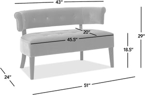 Mid-Century Modern Tufted Settee Bench with Split Back