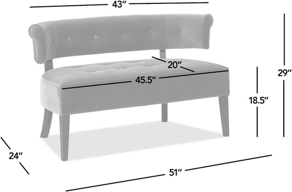 Mid-Century Modern Tufted Settee Bench with Split Back
