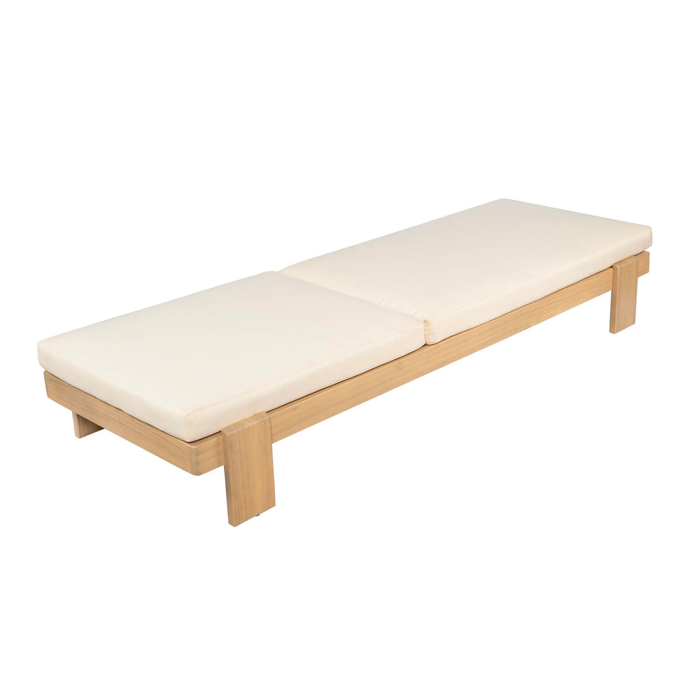 Acacia Wood Outdoor Chaise Lounge Chair with Cushion