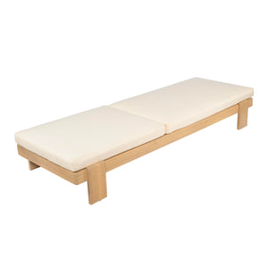 Acacia Wood Outdoor Chaise Lounge Chair with Cushion