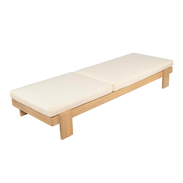 Acacia Wood Outdoor Chaise Lounge Chair with Cushion