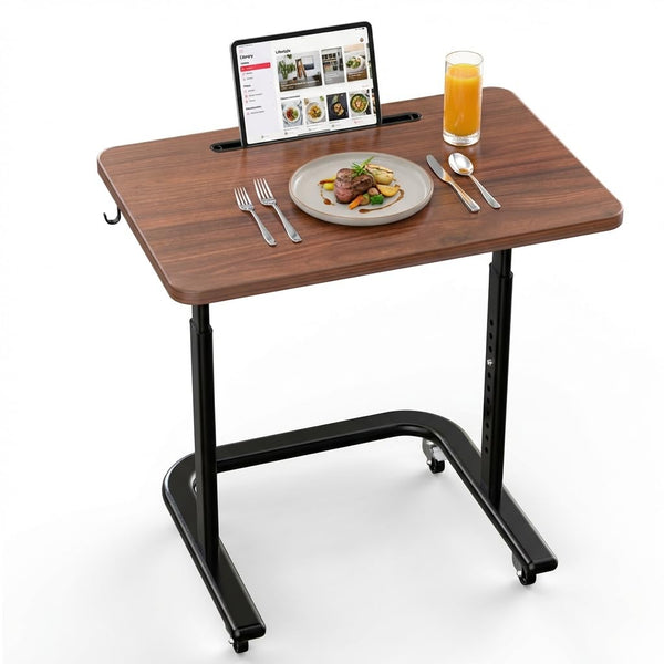 Height Adjustable TV Tray Table on Wheels