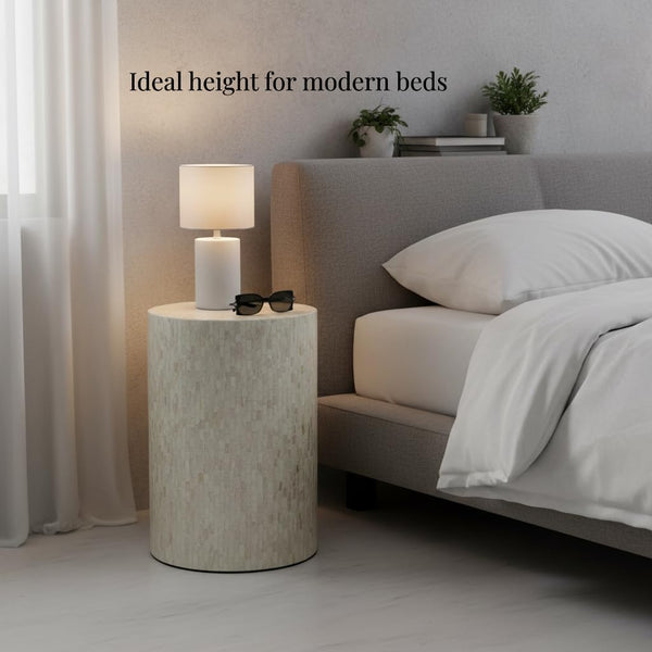 Mother of Pearl Cylinder Drum End Table