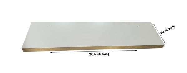 White & Gold Floating Wall Shelves Set of 2 – 36 Inch