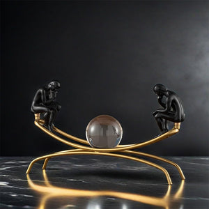 Thinker Statue with Crystal Ball – Modern Decorative Figurine