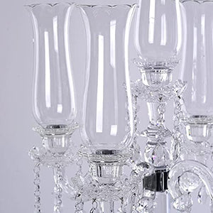 32-Inch Clear Crystal Glass Candelabra Taper Candle Holder