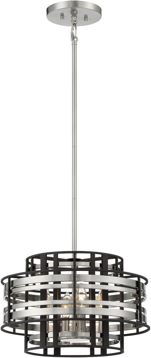 4-Light Pendant – Brushed Nickel & Sand Coal Finish