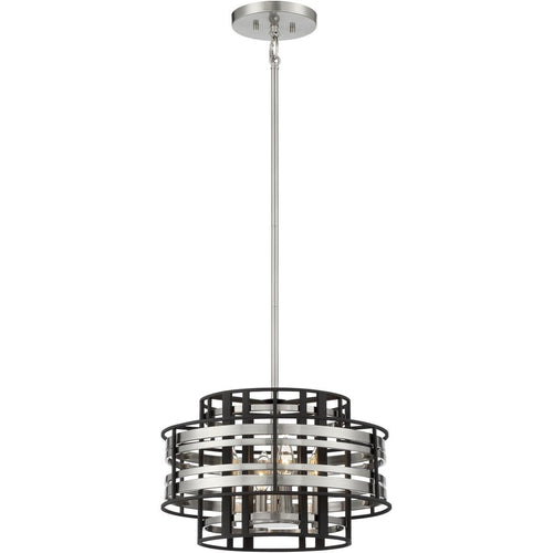 4-Light Pendant – Brushed Nickel & Sand Coal Finish