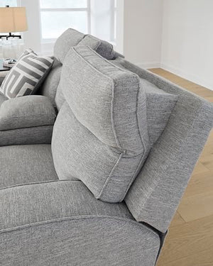 Power Reclining Sofa with Adjustable Headrest & USB Ports – Light Gray