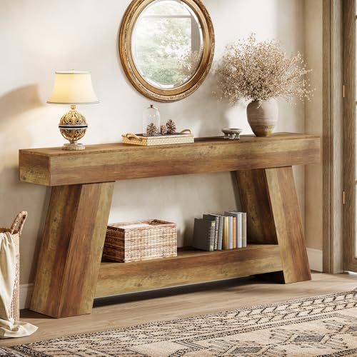 70.87" Farmhouse Console Table with 2-Tier Storage