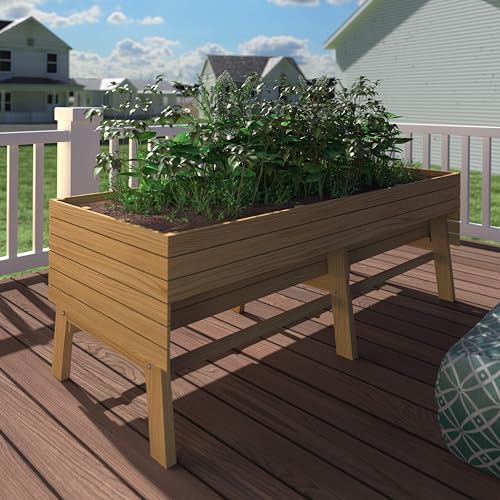 Large Elevated Cedar Raised Garden Bed with Legs & Liner