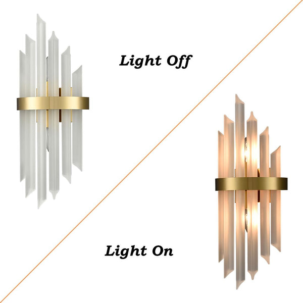 Gold Crystal Wall Sconces Set of 2 – Modern Vanity Light Fixtures