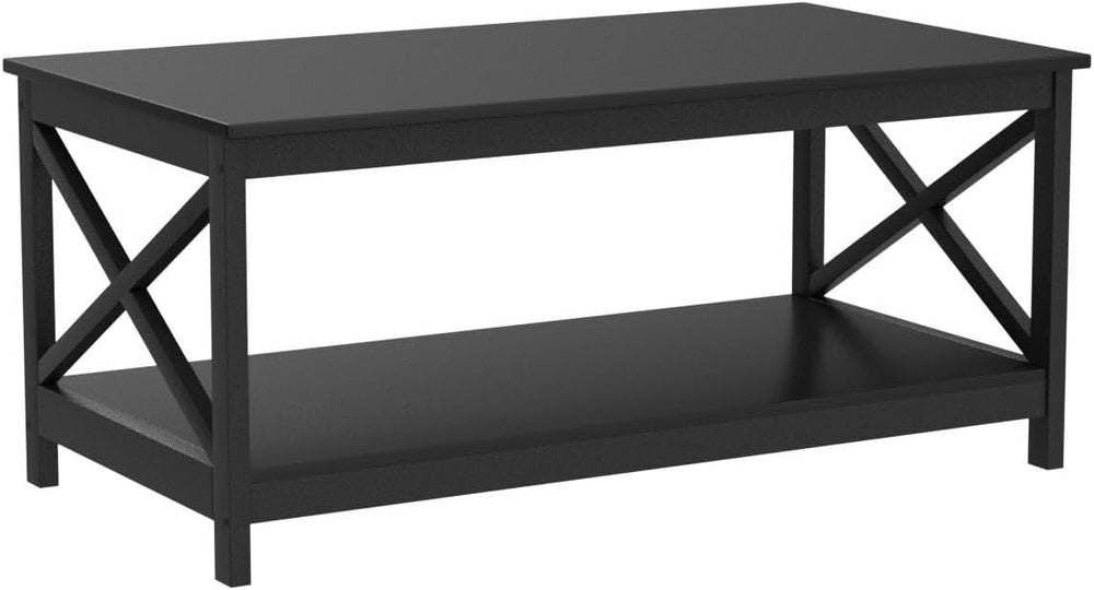 2-Tier Coffee Table with Storage Shelf