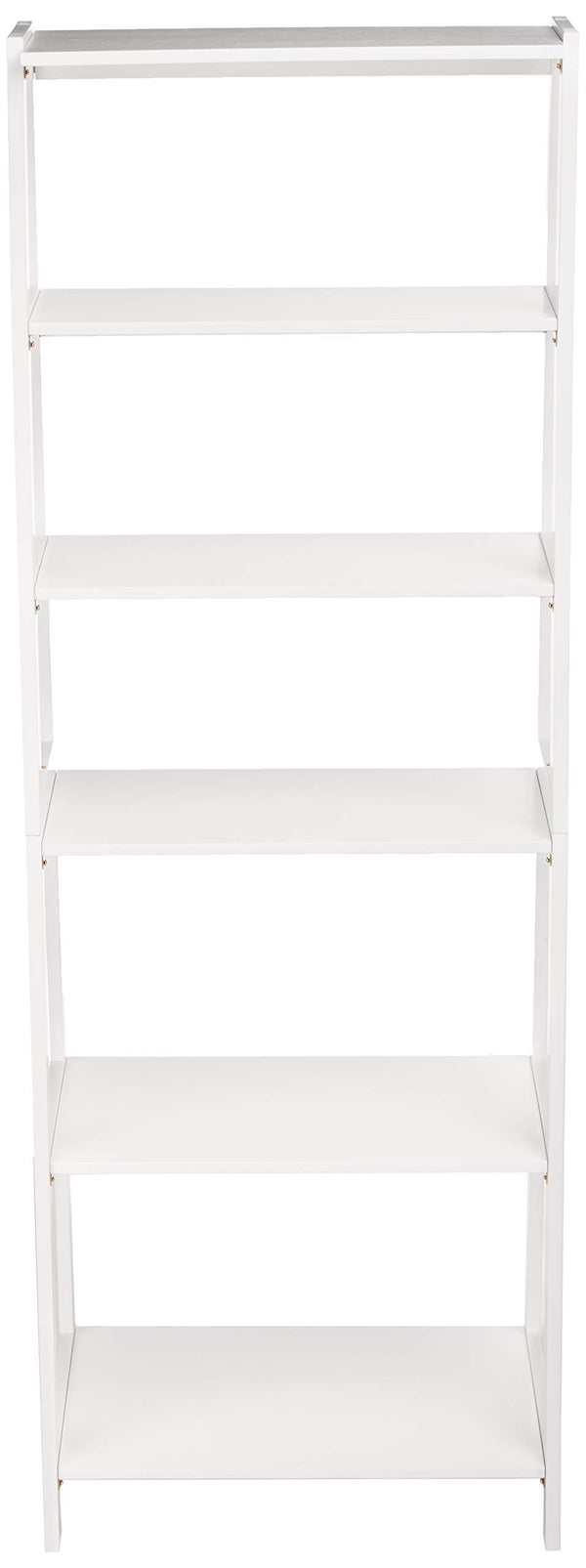 5-Tier Rubberwood Ladder Bookshelf, Freestanding Storage Organizer