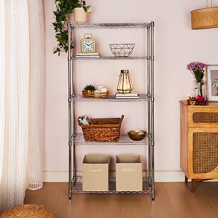 5-Shelf Adjustable Heavy Duty Steel Wire Storage Rack