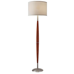 Floor Lamp with Wood Pole, Drum Shade & 3-Way Dimmer, 61"H