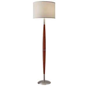Floor Lamp with Wood Pole, Drum Shade & 3-Way Dimmer, 61"H