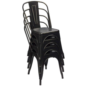 Stackable Metal Dining Chair Set of 4 – Indoor & Outdoor