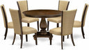 7-Piece Round Dining Table Set with 6 Upholstered Chairs
