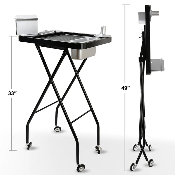 Folding Salon Rolling Tray with Wheels