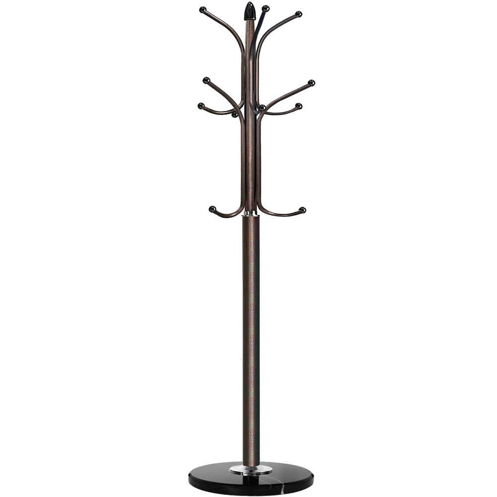 Metal Coat Rack Stand with Marble Base – 12 Hooks