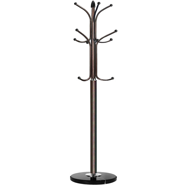 Metal Coat Rack Stand with Marble Base – 12 Hooks