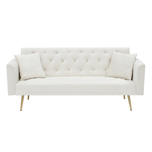 71" Convertible Velvet Sofa Bed Futon with Adjustable Backrest & Chrome Legs