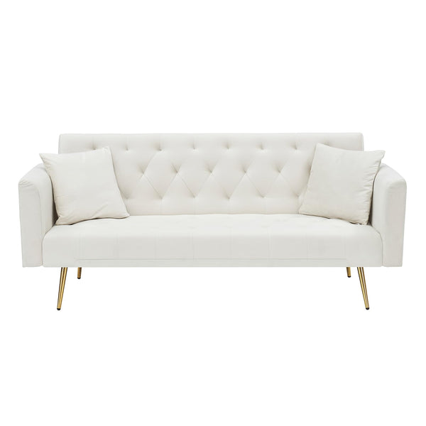 71" Convertible Velvet Sofa Bed Futon with Adjustable Backrest & Chrome Legs