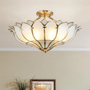 Brass Stained Glass Semi-Flush Mount Ceiling Light