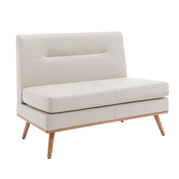 Small Faux Leather Loveseat Sofa – Tufted Armless Mini Couch