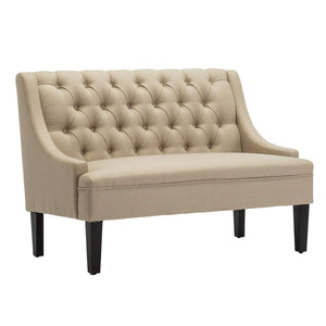 Button Tufted Loveseat Settee with High Back – Khaki