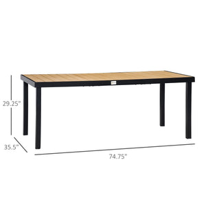 8-Person Rectangular Outdoor Dining Table – Aluminum Frame & Faux Wood Top