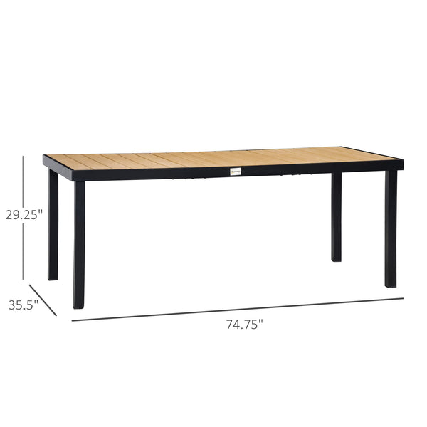 8-Person Rectangular Outdoor Dining Table – Aluminum Frame & Faux Wood Top